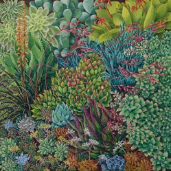 oil painting of garden succulents