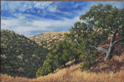acrylic painting of a view from a Mines Road hill near Livermore